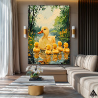 Famille de canards dorés – Art naïf et fantaisiste
