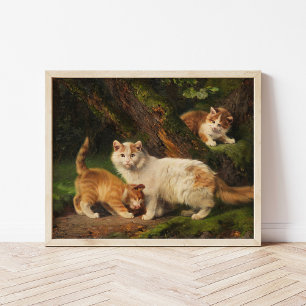 Poster Famille de chats en train de jouer Julius Adam l