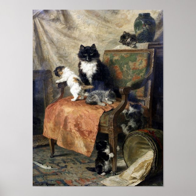 Poster Famille de chats, Henriëtte Ronner-Knip (Devant)