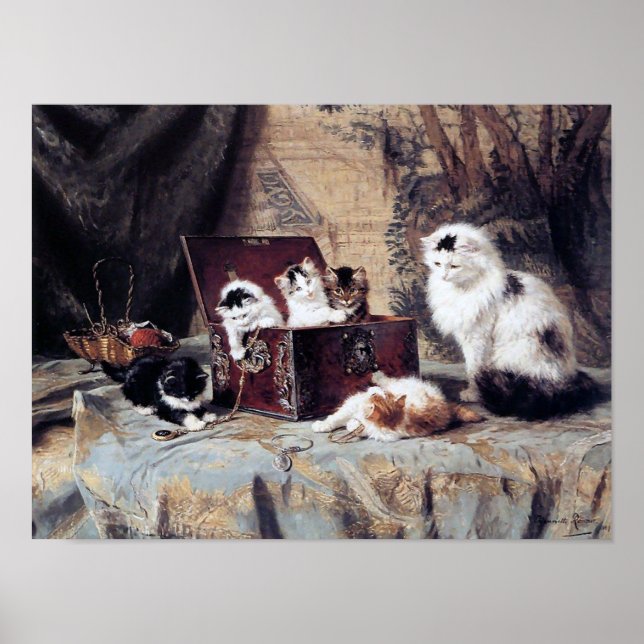 Poster Famille de chats, Henriette Ronner-Knip (Devant)
