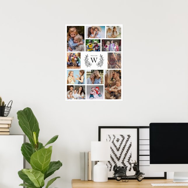 Poster Famille de collage photo Monogramme (Bureau à domicile)