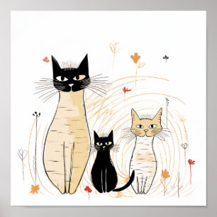 Poster Famille de trois chats