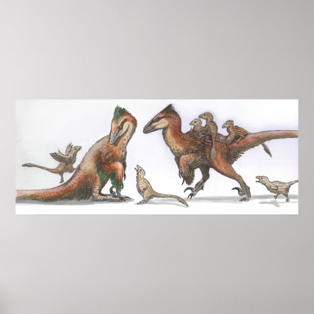 Poster Famille Deinonychus (Devant)
