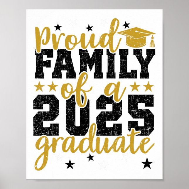 Poster Famille Fière D'Un Cl De 2025 Diplômé Pour Graduat (Devant)