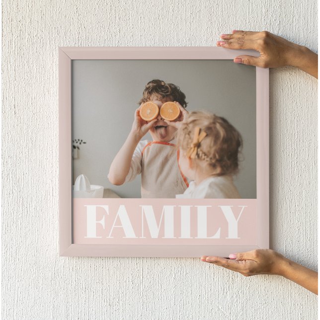 Poster Famille Pastel Rose moderne Cadeau photo (Créateur téléchargé)