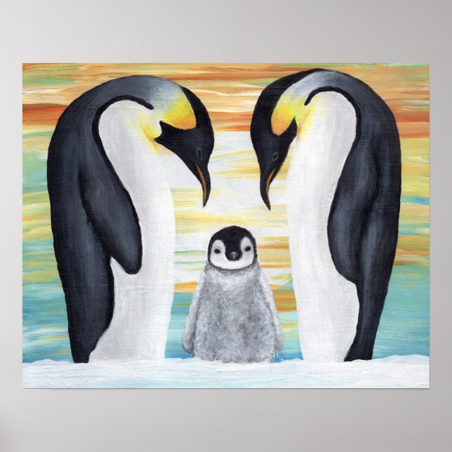 Poster Famille Penguin avec bébé Penguin (Devant)
