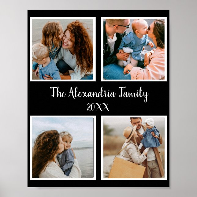 Poster Famille personnalisée 4 photo collage modèle (Devant)
