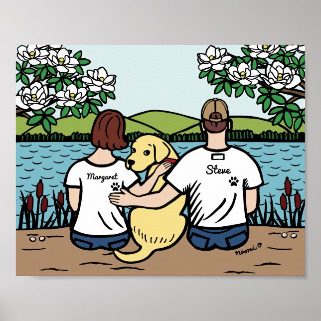 Poster Famille personnalisée du Labrador jaune Brown S (Devant)