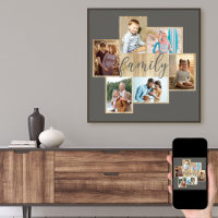 Famille Photo Collage Bois Look Cadre gris chaud