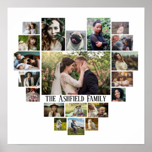Poster Famille Photo Collage Nom Dans Coeur 20 Photos Bla