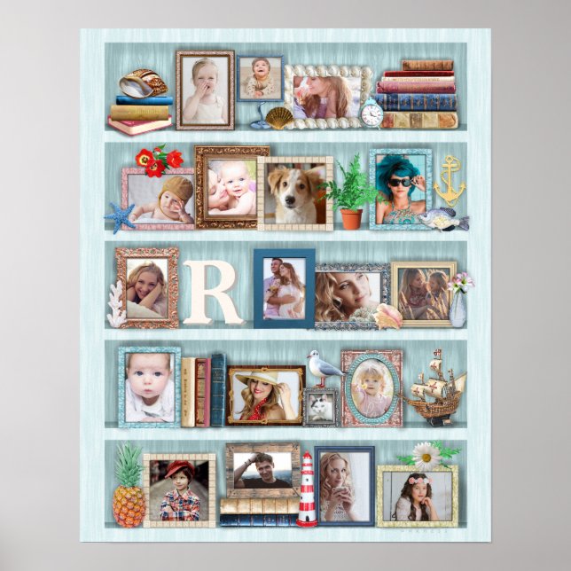 Poster Famille Photo Collage Plage Boîtier Personnalisé (Devant)