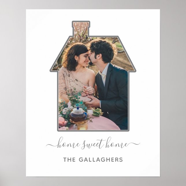 Poster Famille Photo Maison Forme Mariage de chauffage do (Devant)