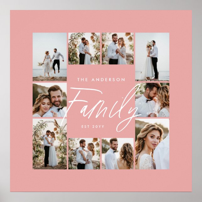 Poster Famille rose élégant moderne minimaliste collage p (Devant)