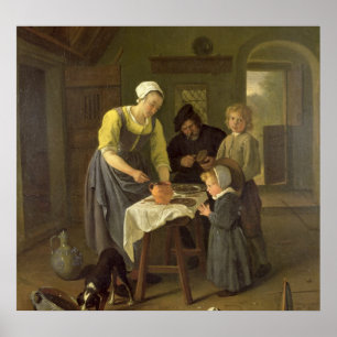 Poster Famille rurale au temps de repas, c.1665