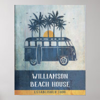Famille Summer Beach House Retro Van Monogrammed P