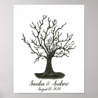 Poster Family Fingerprint Tree Livre d'invités