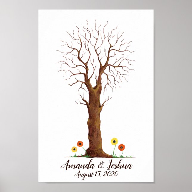 Poster Family Fingerprint Tree Livre d'invités (Devant)