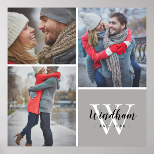 Poster Family Monogram Established Date 3 Photo Collage