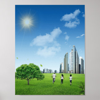 Poster Family Park Skyline Frutiger Aero