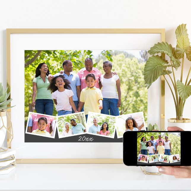 Poster Family Photo Collage w. Zigzag Photo Strip & Year (Créateur téléchargé)