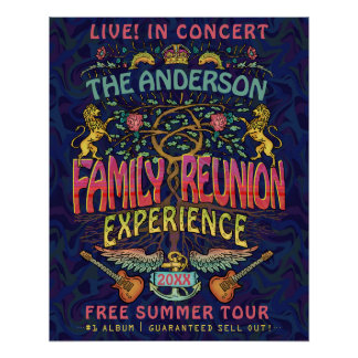 Poster Family Reunion Band Retro les années 70 Concert Bi