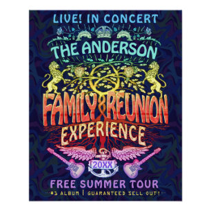 Poster Family Reunion Band Retro les années 70 Concert We
