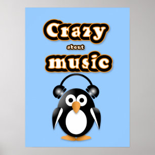 Poster Fan de musique pingouin