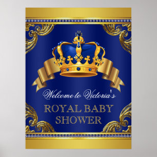 Poster Fancy Prince Baby Shower Welcome Signs