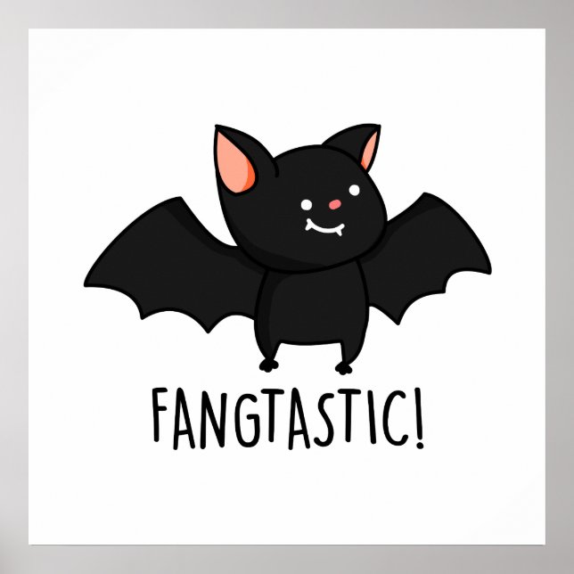 Poster Fangtastic Funny Halloween Noir Chat Pun (Devant)