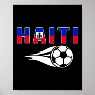 Poster Fans de foot haïtiens fiers maillot drapeau haïtie