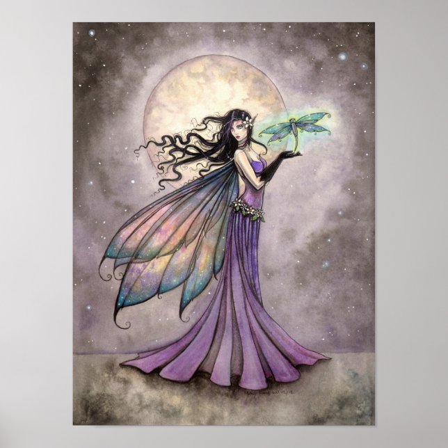 Poster Fantaisie artistique de fée et de libellule (Devant)