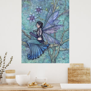 Poster Fantaisie de Fée de Jardin Serein Art à l'Aquarell