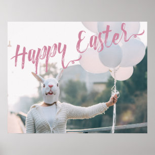 Poster Fantaisie Déplaisante Masque de lapin Joyeux Pâque