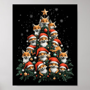 Poster Fantaisie Fox Noël Renards Xmas Arbre Fox Lover En