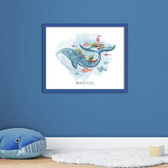 Poster Fantaisie magique de baleine Vie aquarelle (Créateur téléchargé)