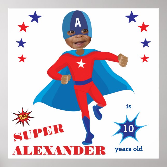 Poster Fantastic USA Superhero Boy Birthday Tremendante (Devant)