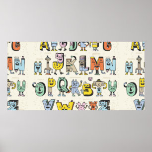 Poster Fantastique Alphabet Drôle. Wacky Doodle Letters D