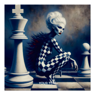 Poster Fantastique Dame Noire Et Blanche Mignonne
