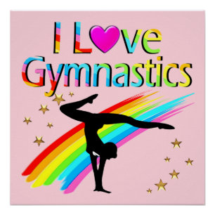 POSTER FANTASTIQUE GYMNAST FILLE I LOVE GYMNASTIC DESIGN