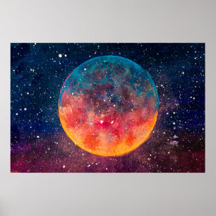 Poster Fantastique peinture à l'huile belle grande planèt