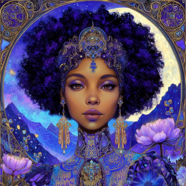 Poster Fantasy Art Black Girl Black Queen Goddess (Créateur téléchargé)