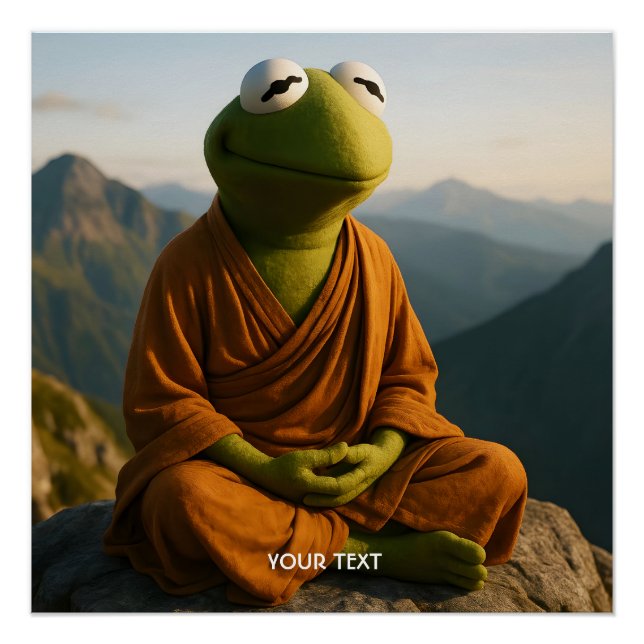 Poster Fantasy Cute Monk Frog Mountains (Devant)