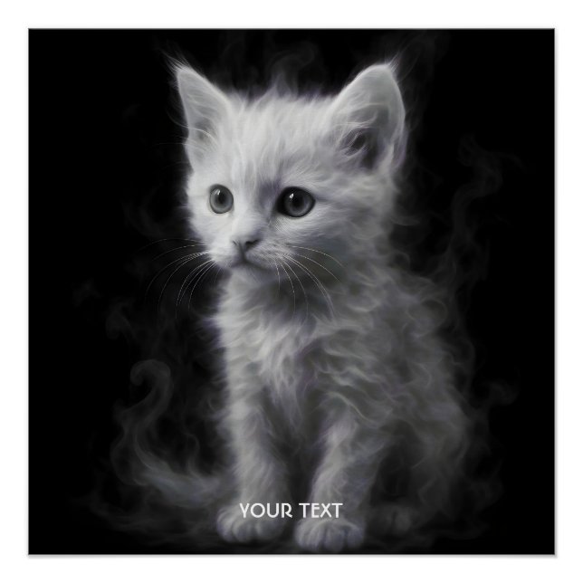 Poster Fantasy Cute White Smoke Kitten (Devant)