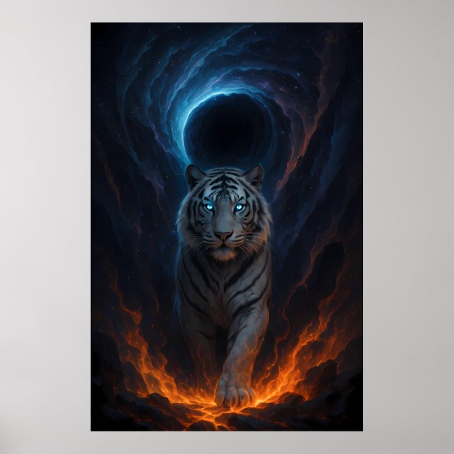 Poster Fantasy White Tiger – Mystic Aura Series (Devant)