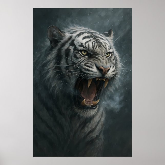 Poster Fantasy White Tiger – Mystic Aura Series (Devant)