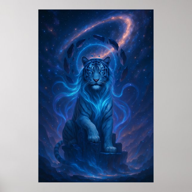 Poster Fantasy White Tiger – Mystic Aura Series (Devant)