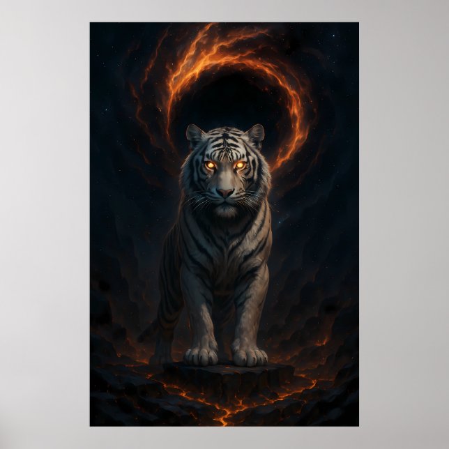 Poster Fantasy White Tiger – Mystic Aura Series (Devant)