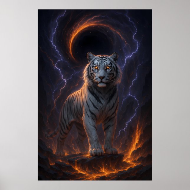 Poster Fantasy White Tiger – Mystic Aura Series (Devant)