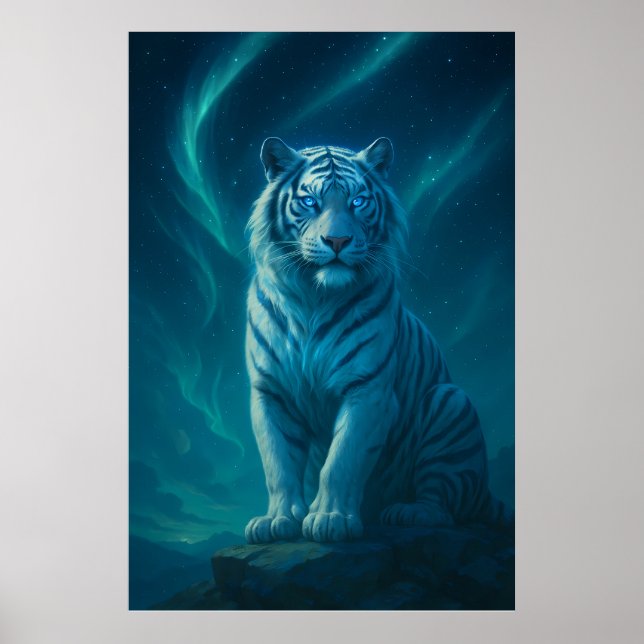 Poster Fantasy White Tiger – Mystic Aura Series (Devant)