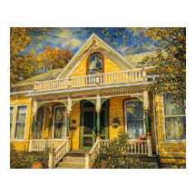 Fantasy Yellow Victorian House